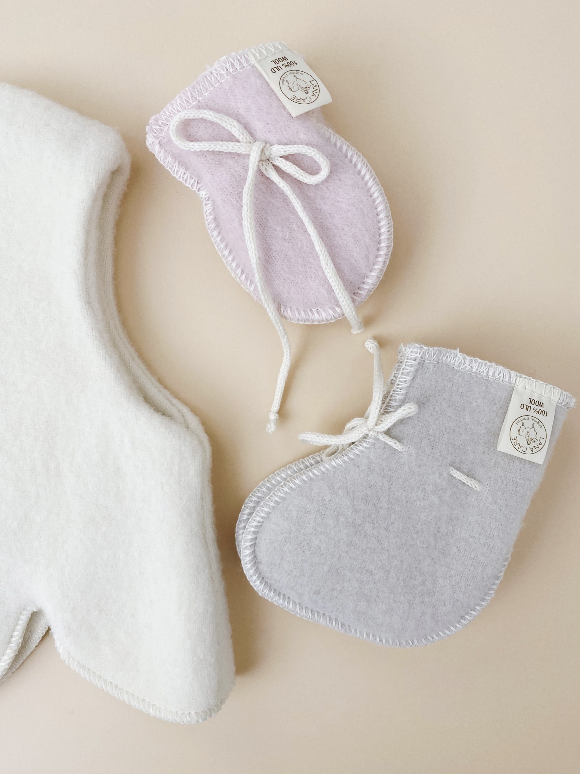 LANACare baby mittens in organic merino wool 